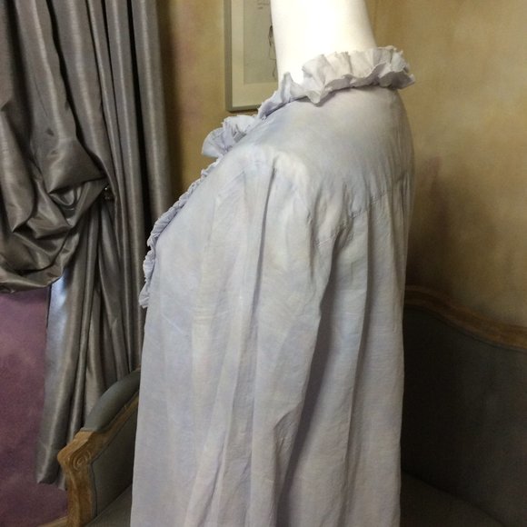 Pale blue ruffled blouse by Ann Taylor LOFT, size L - Picture 8 of 10